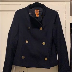 Tory Burch Navy Wool Military Coat